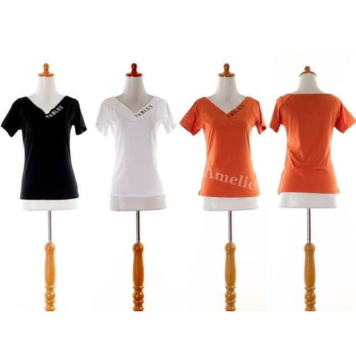 Baju Atasan Blouse Wanita Korea Import AB833088 Hitam Putih Orange  modern import DA976