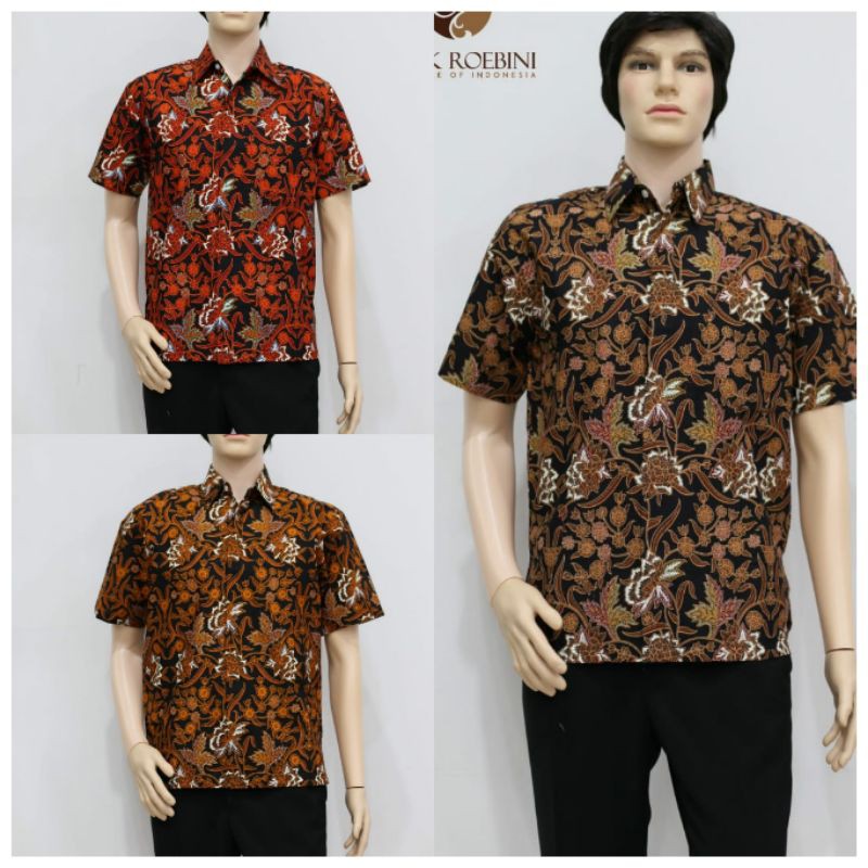 Batik Roebini Hem lengan pendek pria motif bunga