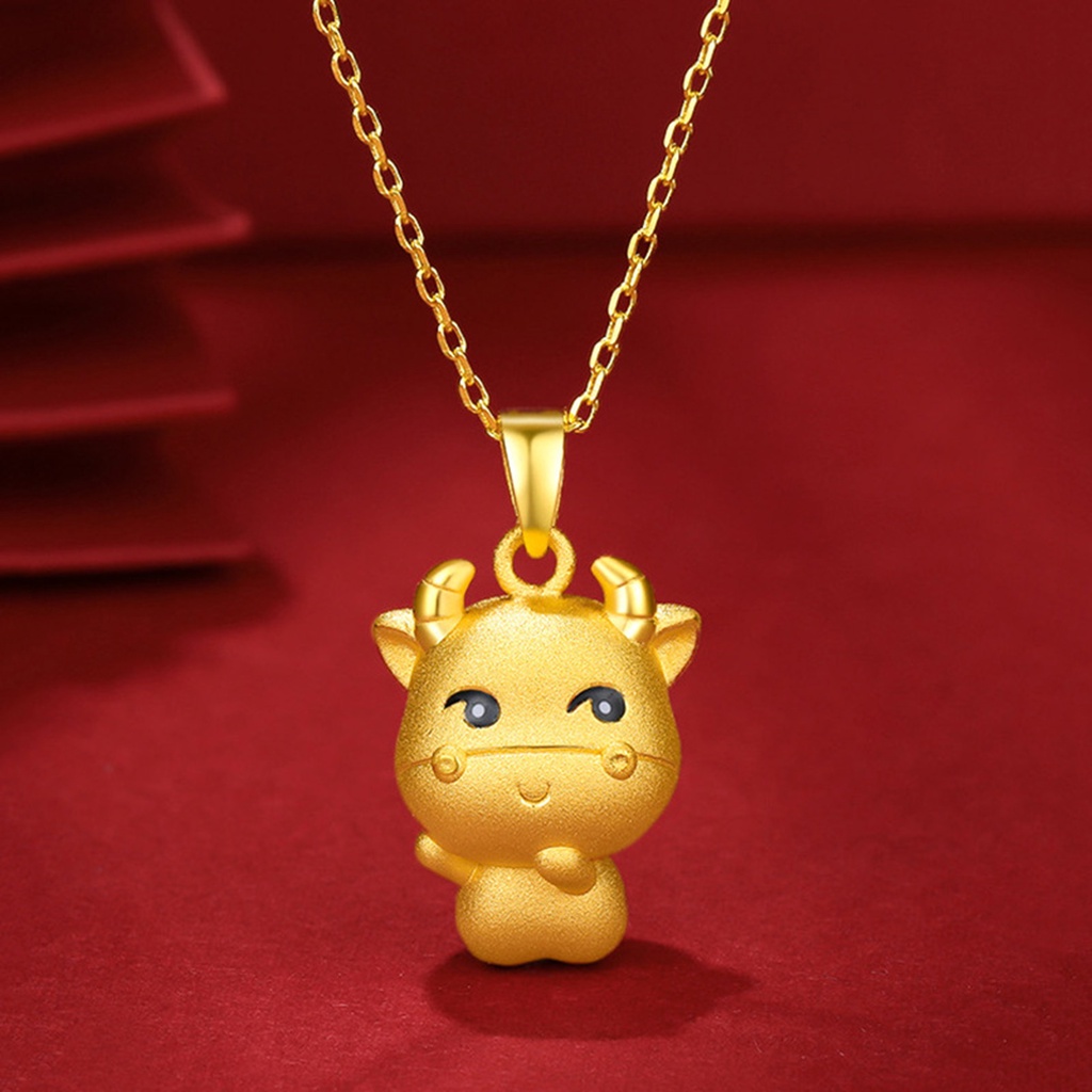 Hu Hu Hu Hu Hu Alat Bantu Pasang Kacamata♡ Kalung Rantai Liontin Lambang Zodiak Sapi Bahan Kuningan Untuk Travel