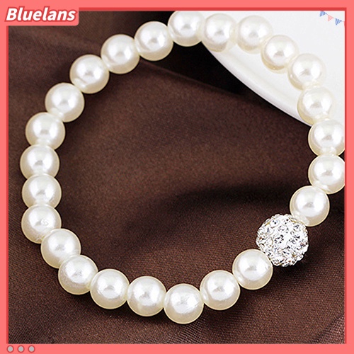 Bluelans Women Bride Wedding Jewelry Set Crystal Faux Pearl Necklace Bracelet Earrings