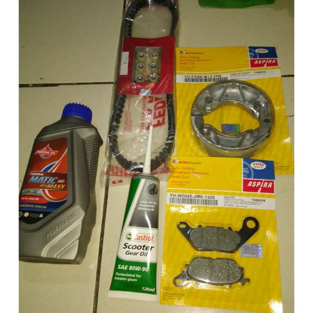 V-belt set roller paket yamaha mio J/soul gt/x-ride +paket kampas rem+paket oli mesin federal+gardan