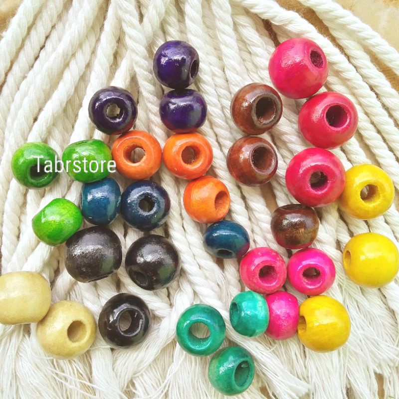 Mote Manik Kayu Bulat Ukuran 6 - 8mm | Mote Manik Kayu Kerajinan | Bahan Kerajinan DIY Aksesoris Gel