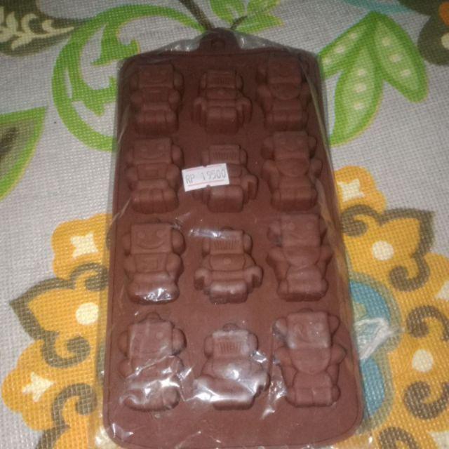 Silikon Lego Robot Cetakan Jeli Coklat
