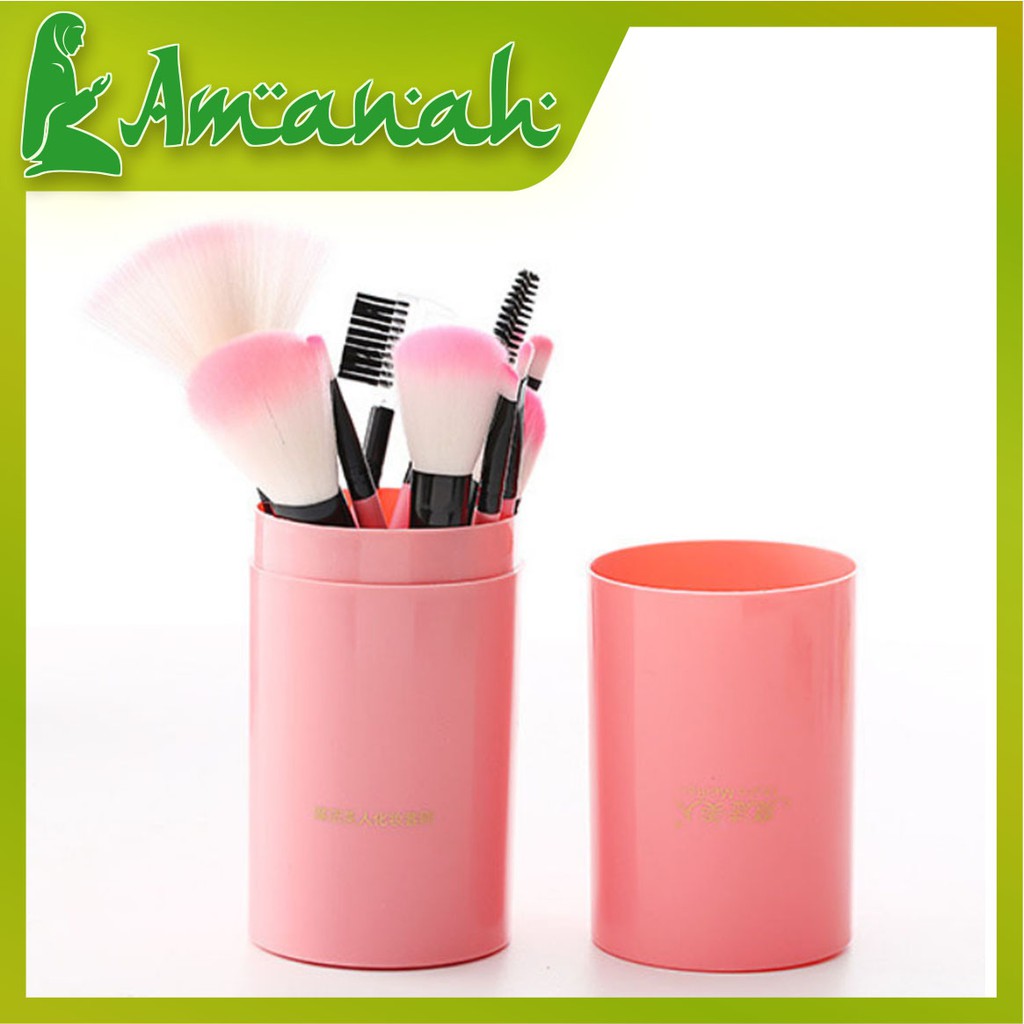 AS732 Brush Set Tube isi 12 pcs / Kuas Makeup / Alat Rias 12 pcs set Tabung