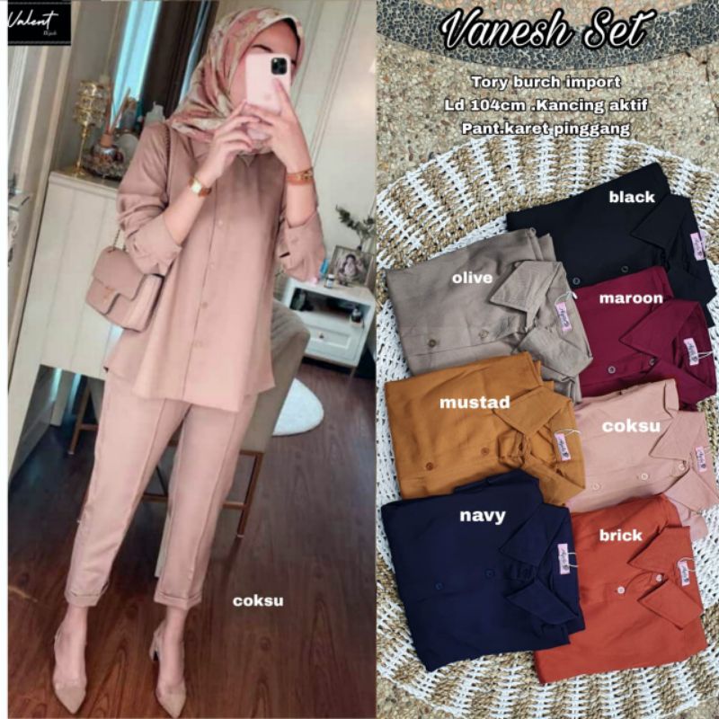 VANESH SET  // ONESET // BAJU WANITA // PAKAIAN WANITA MUSLIM // ONE SET // TORRY BURCH IMPORT BY VALENT HIJAB-4
