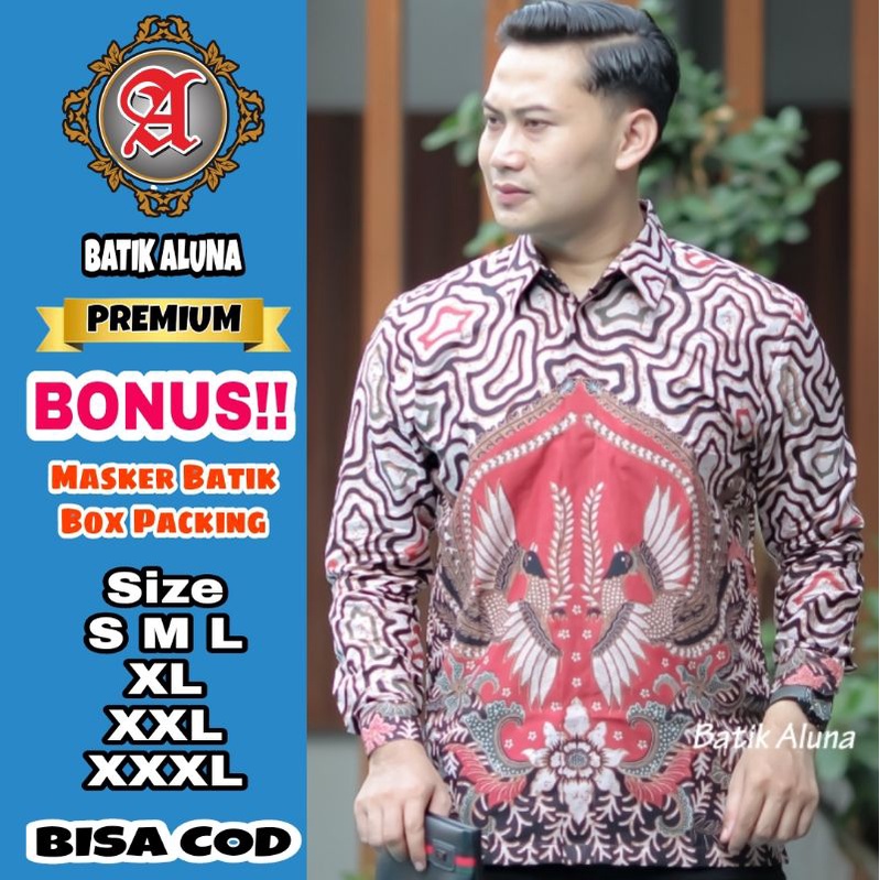 Baju Batik Pria Premium Lengan Panjang Full Furing Batik Solo Pekalongan Batik Reguler Batik Aluna P