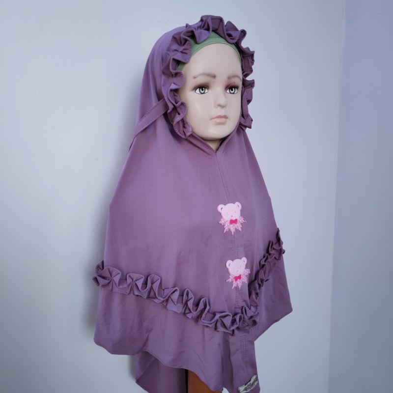 Jilbab Anak 4 5 6 7 8 9 tahun hijab rempel ruffle non pet bahan jersey instan boneka ( jilbab boneka Repo )