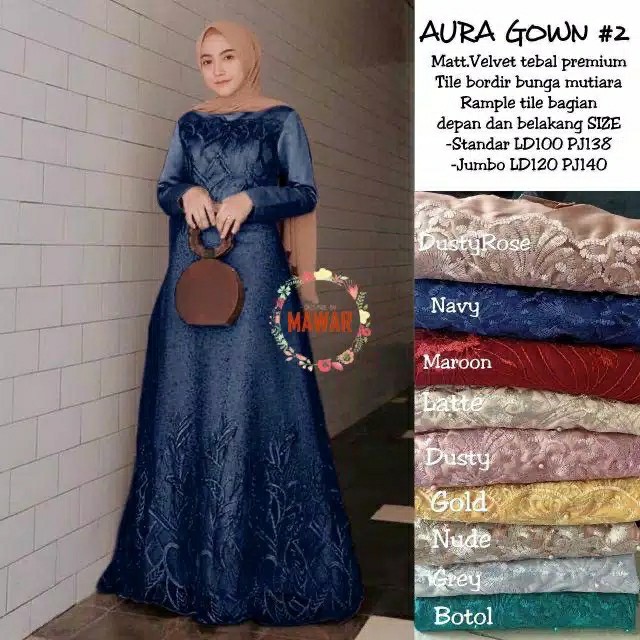 [ada Jumbo] Aura Gown #2 Batik Maxi Sahita Farasya Tile Gamis Muslim Pesta Kondangan Seragam
