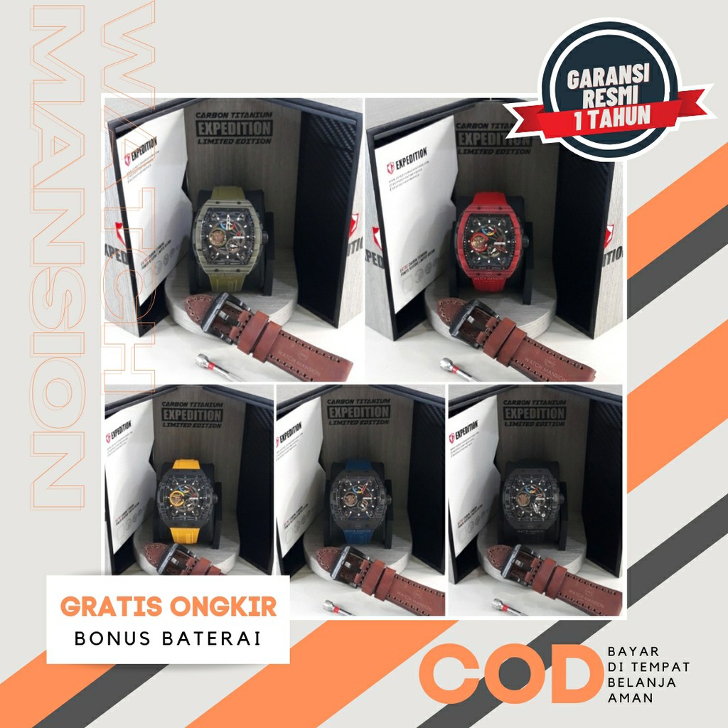 JAM TANGAN PRIA EXPEDITION 6782 E6782 E 6782 AUTOMATIC CARBON TITANIUM POWER RESERVE LIMITED EDITION