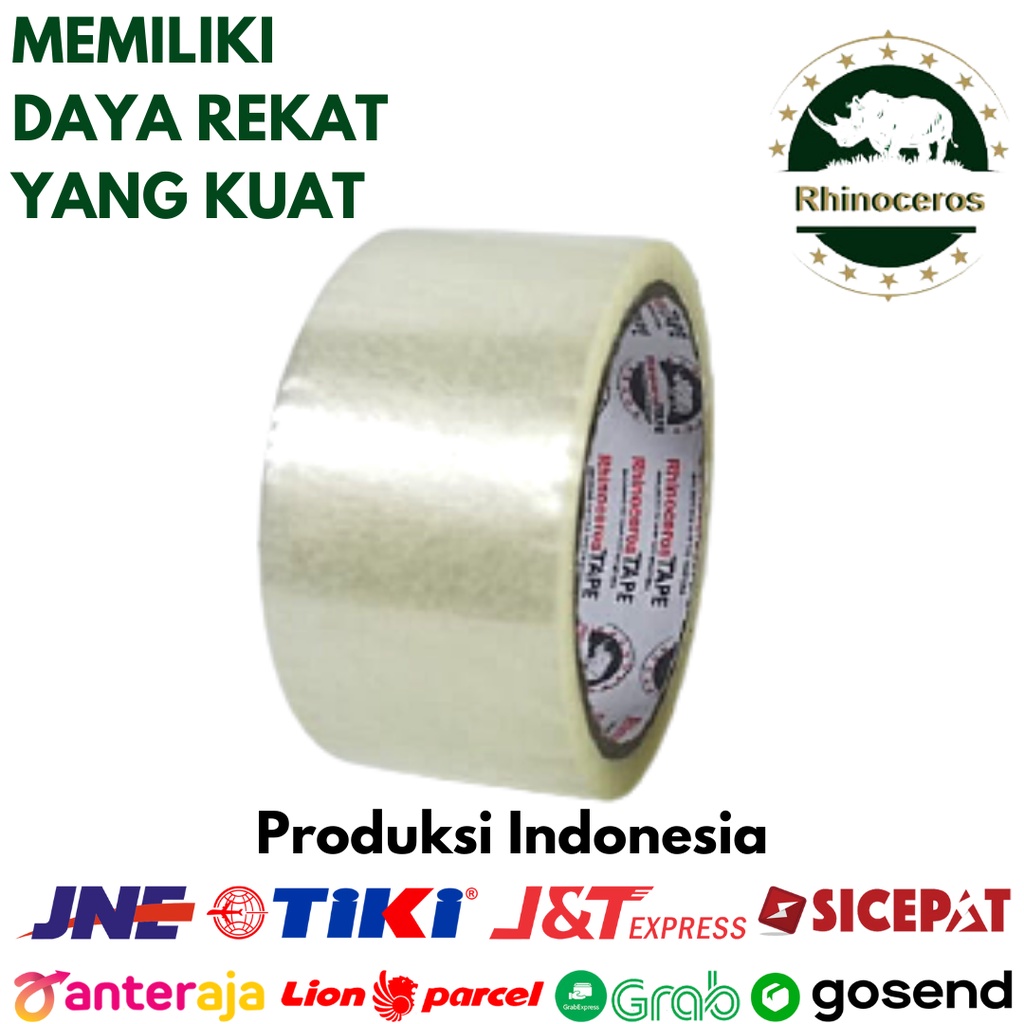 Lakban Bening Putih RHINOCEROS Tape Clear 45mmx50 Yard Solasi Selotip