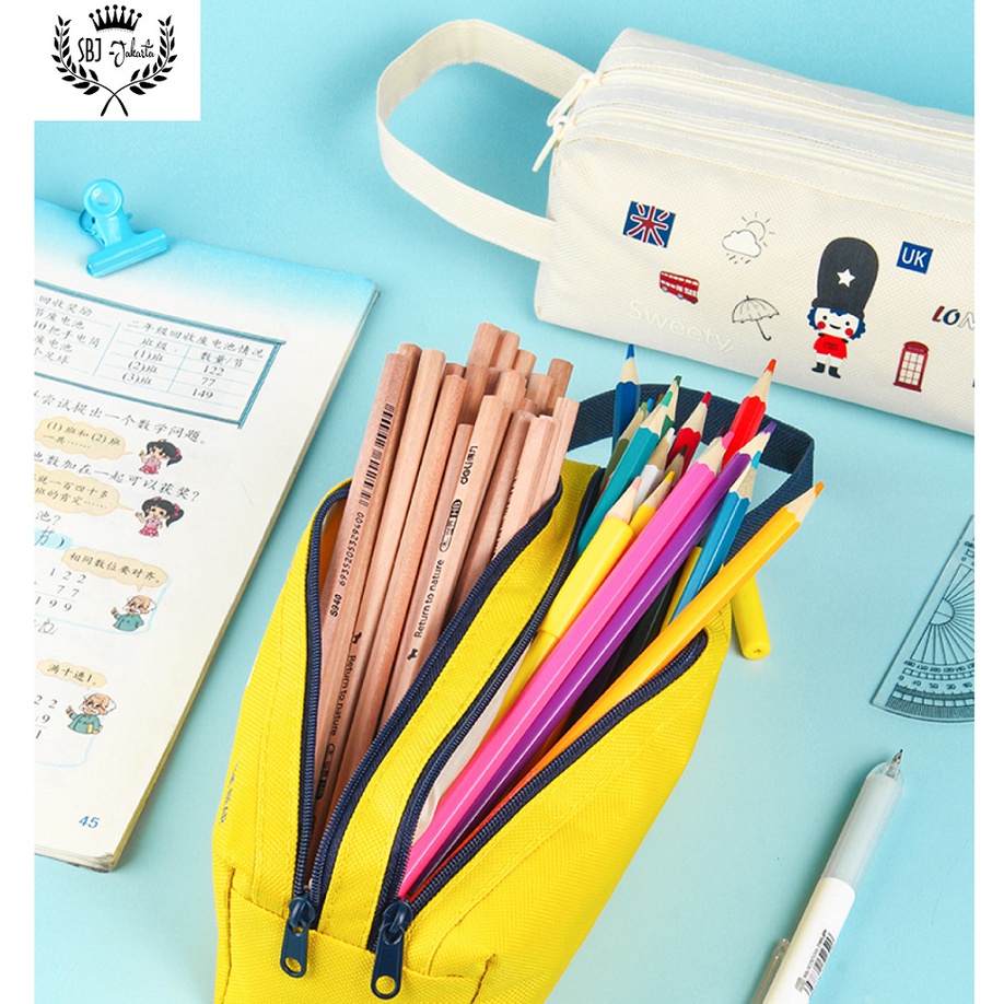 Tempat Pensil Kotak Pensil Multifungsi Softcase SBJ-01 Pencil case