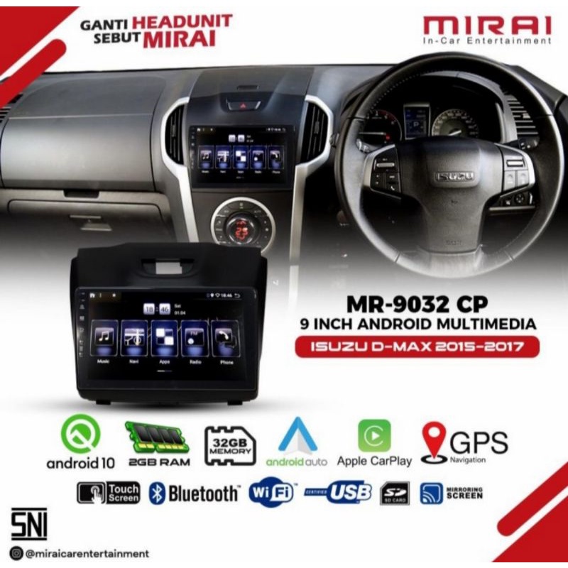 HEAD UNIT ANDROID MIRAI 9032CP ISUZU MUX D-MAX