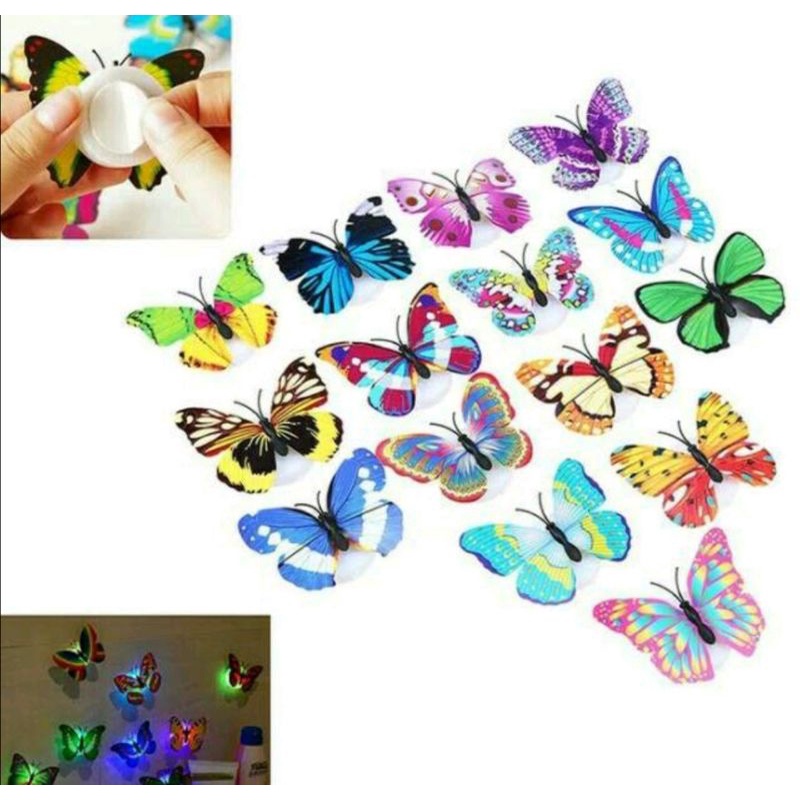 Lampu LED butterfly lampu kupu kupu warna warni lampu dekorasi dinding