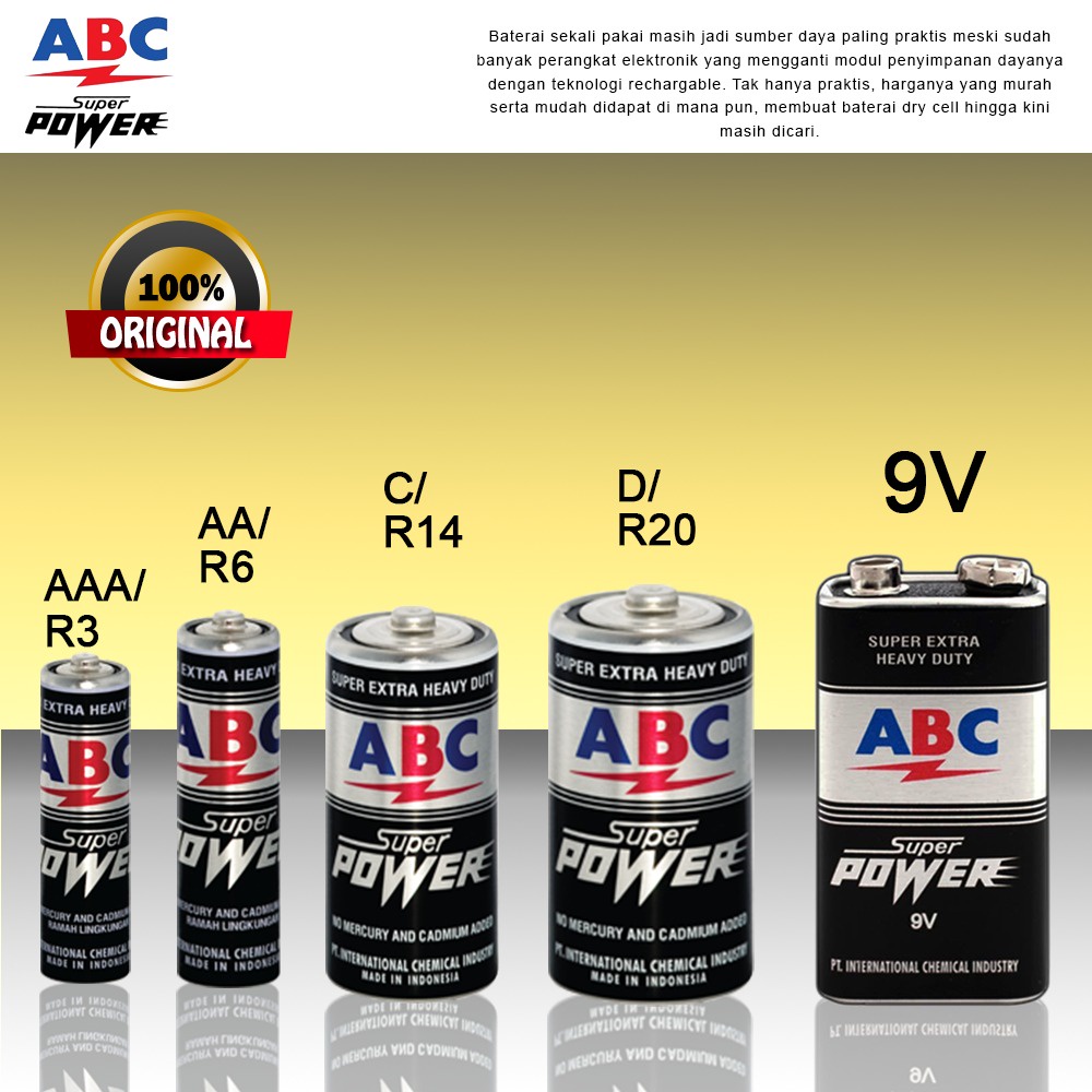 Baterai ABC A3 / 9V Superpower Besar Battery ABC Hitam