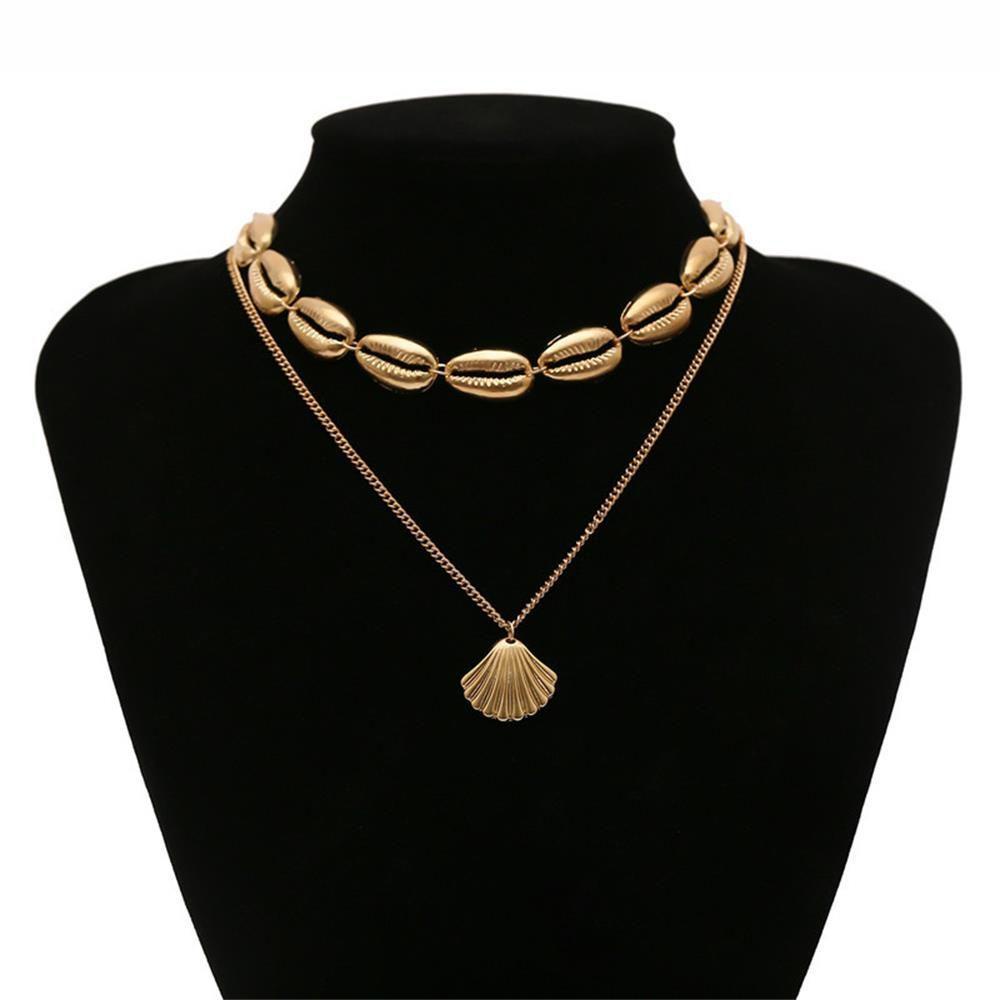 Preva Multilayer Shell Kalung Fashion Rantai Choker Hadiah Perhiasan Pantai