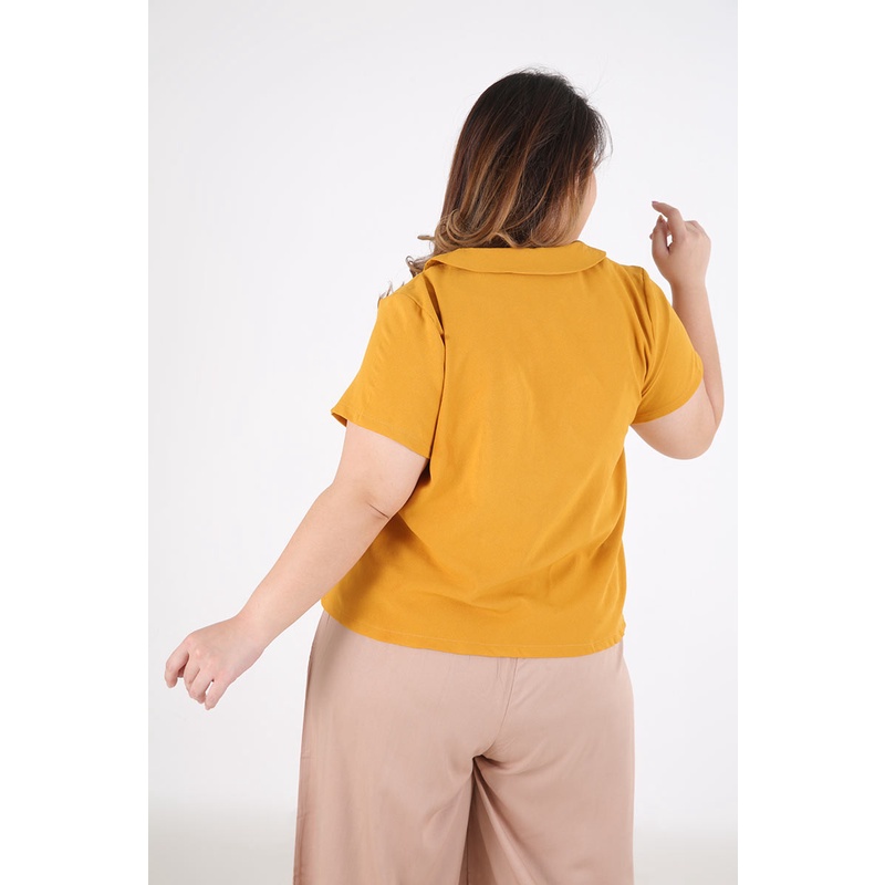Sorabel - Honey Plain Rounded Collar Blouse Big Size / Kemeja Wanita Jumbo Lengan Pendek-1