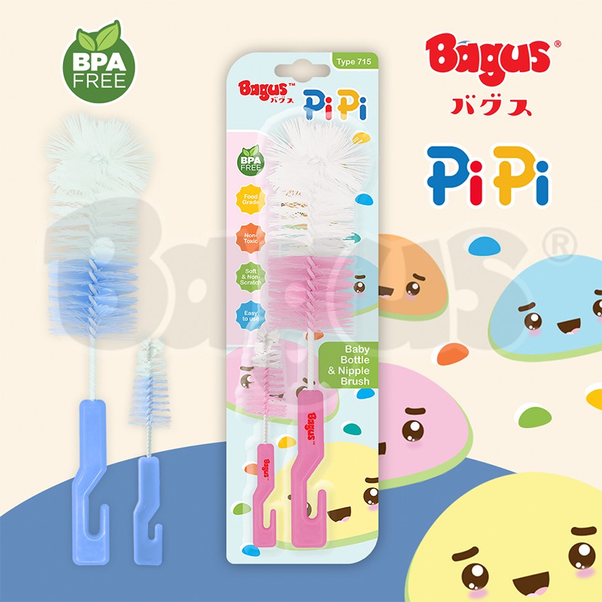 Bagus Pipi Sponge Baby Bottle Nipple Brush Set Sikat Botol Bayi 715