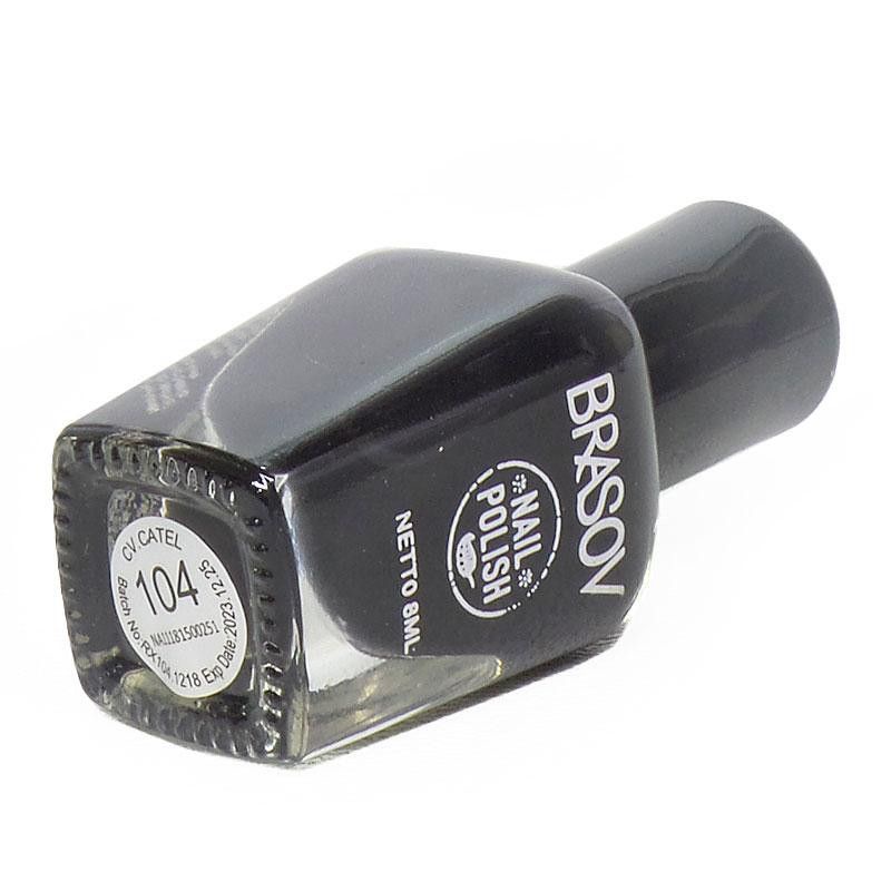 BRASOV Kutek / Cat Kuku 8 ML No.104 COMBO 12 Pcs Black Nail Polish Kutex BPOM