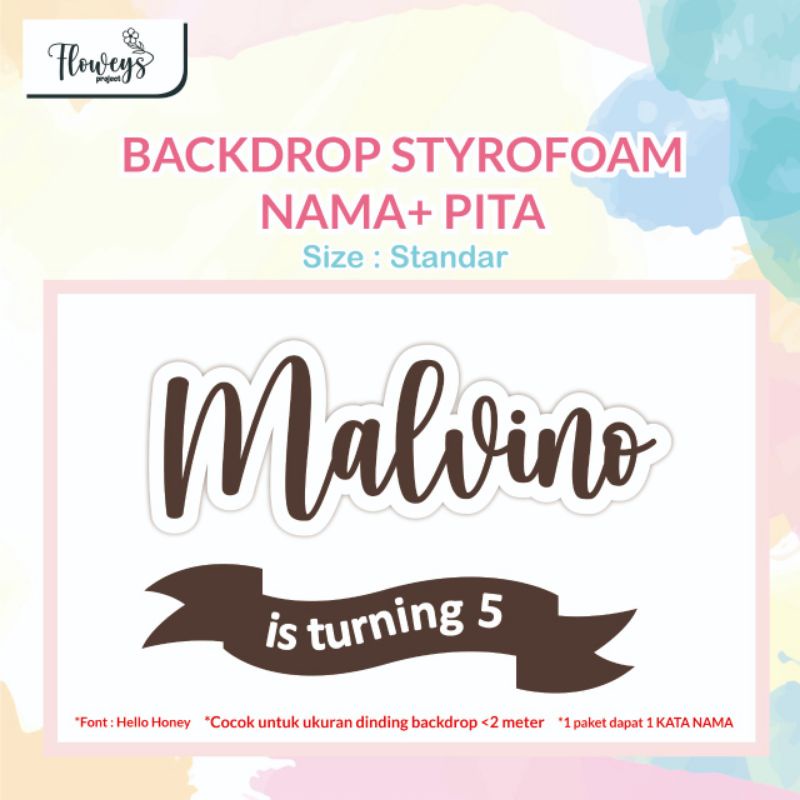 [NAMA+PITA STANDAR/SMALL/S] Backdrop Styrofoam Nama dan Pita/Hiasan Dinding Gabus/Gabus Nama/Aqiqah/