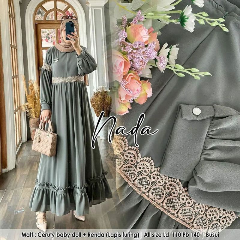 DRESS MUSLIM WANITA FUL FURRING/NADA DRESS/GAMIS MELAYU CERUTY BABYDOLL /DRESS MALAYSIA/FAR MOSLEMSTORE