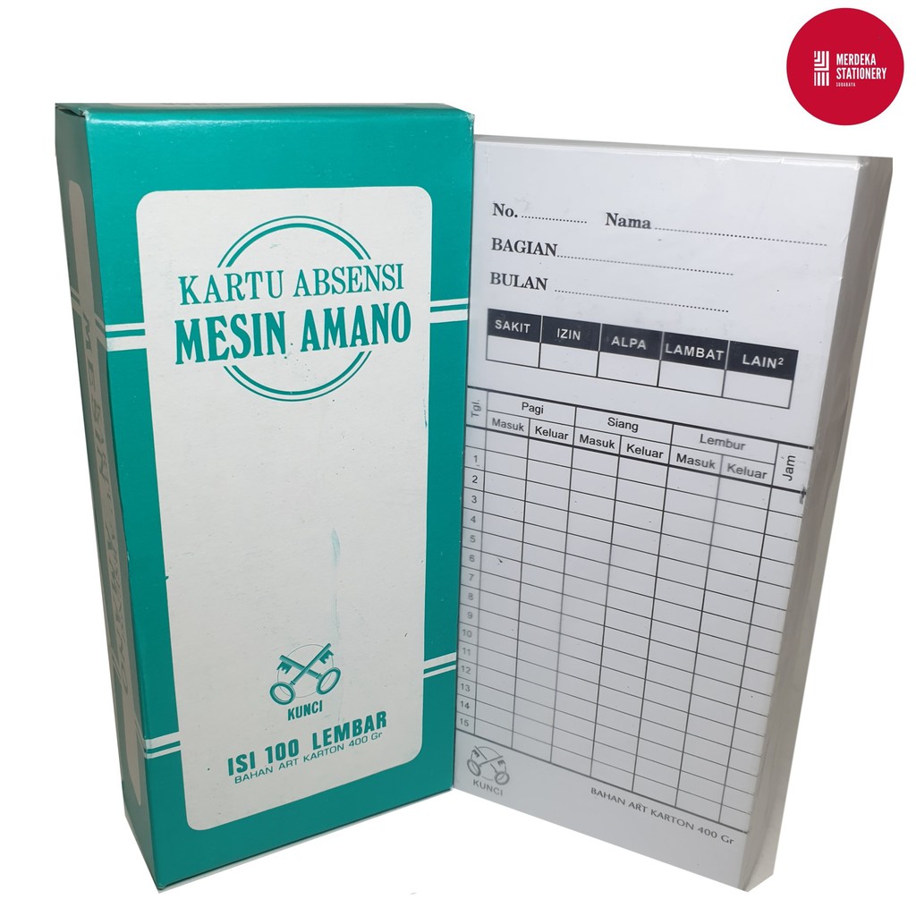 

(100 Lembar)Kartu/Kertas Absen/Absensi Dua Kunci Mesin Amano 400 gram