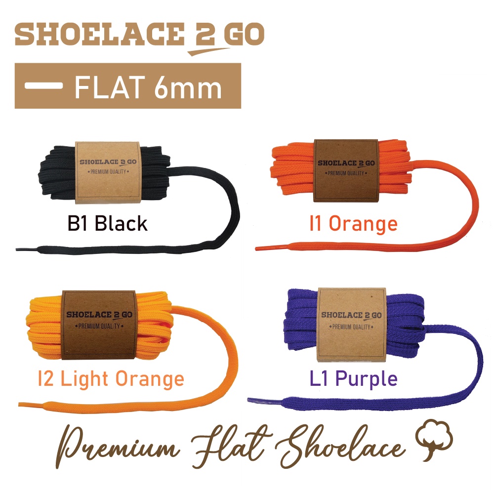 SHOELACE 2 GO PREMIUM TALI SEPATU GEPENG PIPIH FLAT - SF6 - 160CM - 6MM