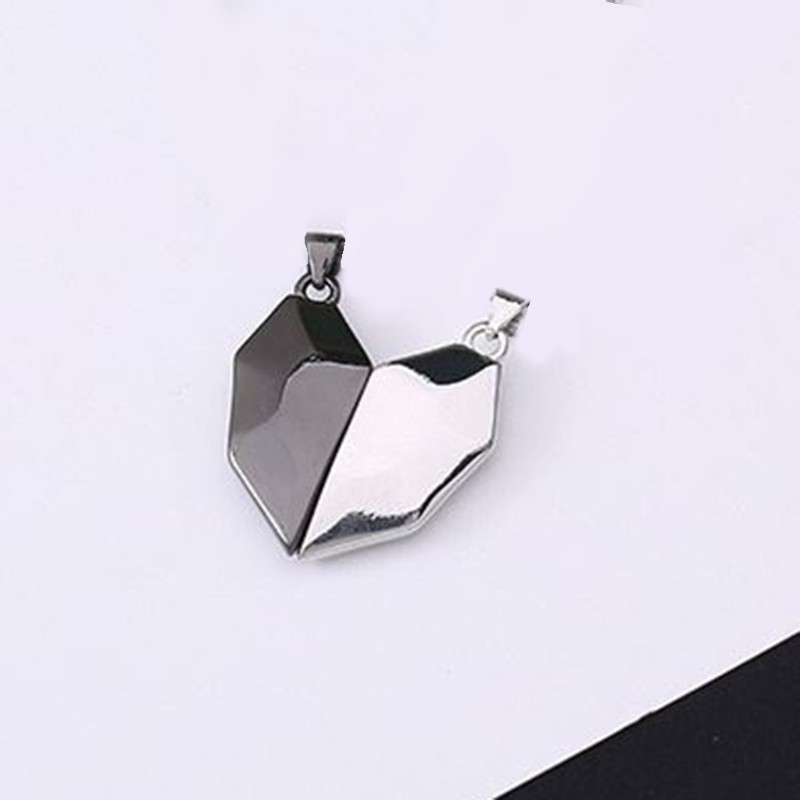 Glitter 2Pcs Lover Heart Pendant Magnetic Distance Faceted Heart Pendant Friendship  Wishing Stone Puzzle Pendant Jewelry Making Faceted Heart Pendant