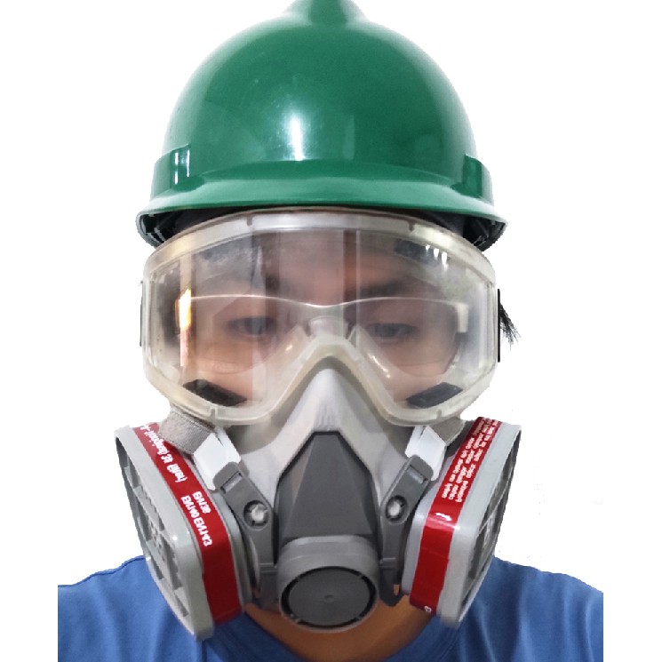 PAKET MASKER RESPIRATOR GAS MASK 6200 DAN GOOGLE SAFETY CLEAR