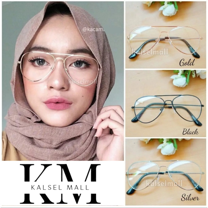 Kacamata Pria/Wanita Aviator Valley Pilot Viral Lensa Putih Transparan Model korea Gaya Retro Vintage Classic Klasik Antiradiasi UV Polarised KCP3