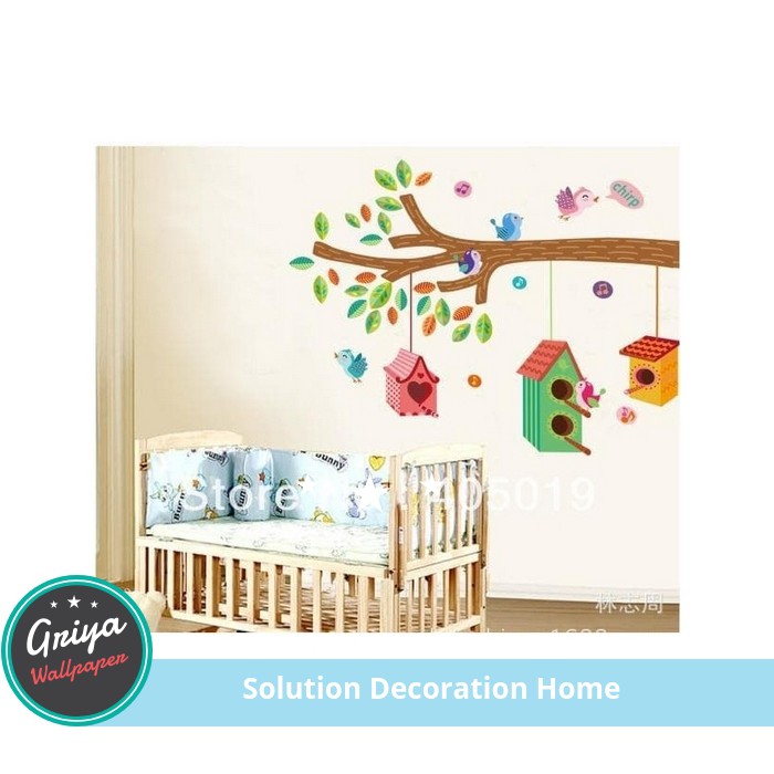 griya wallpaper stiker dinding transparan  MUSIC BIRD HOUSE 60x90
