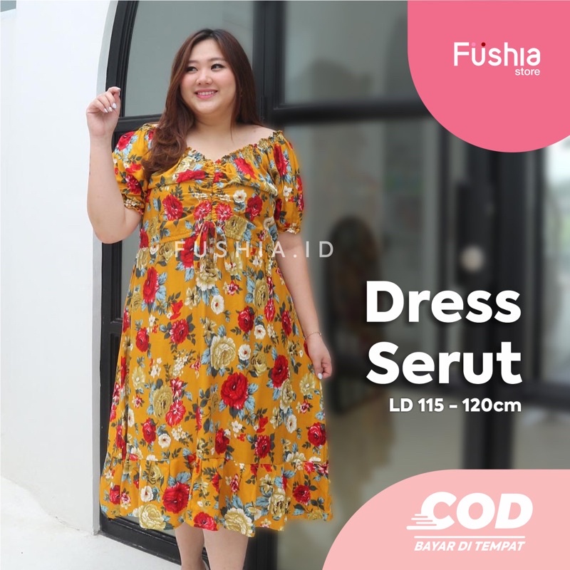 Dress Serut Jumbo/ Dress Rayon LD 120cm