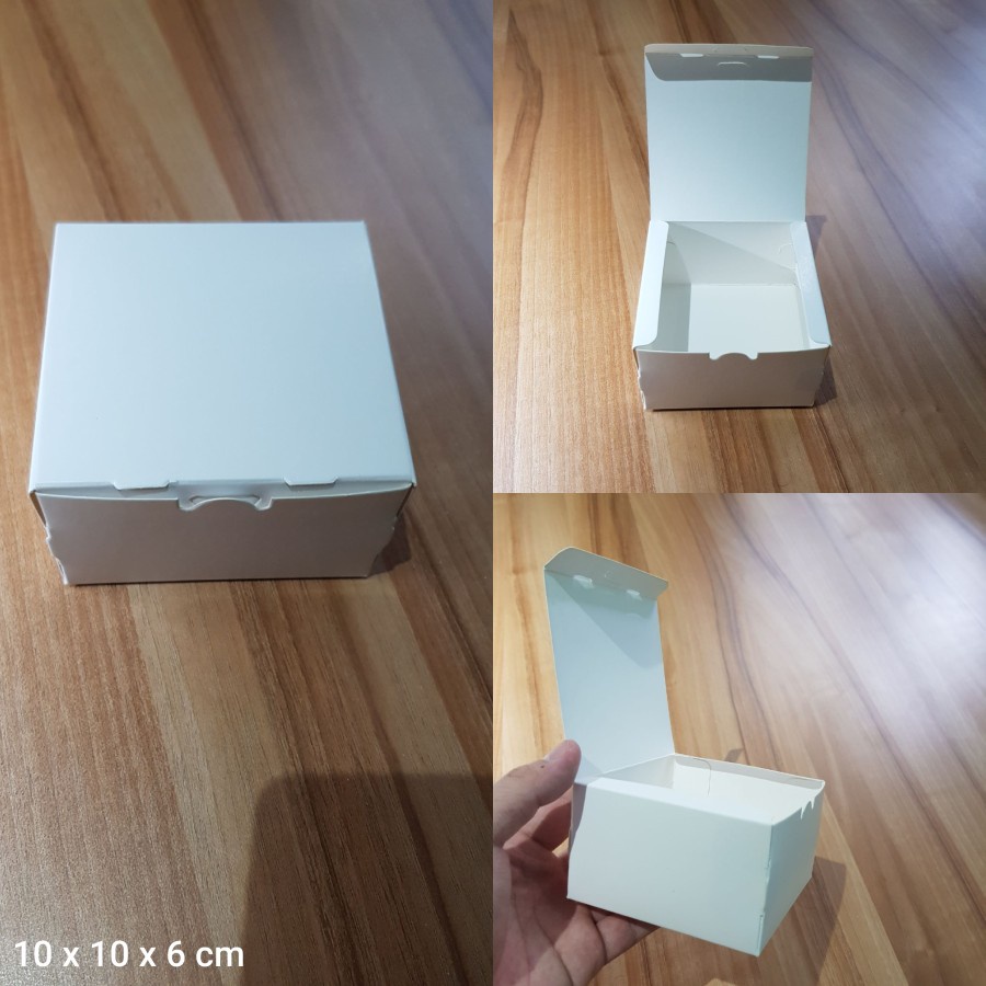 

12 Pcs Box Kue Roti Dus Snack Kotak Packaging Makanan Dus Bolu Mini Box Dessert Makanan Ringan Kardus uk. 10x10x6 cm