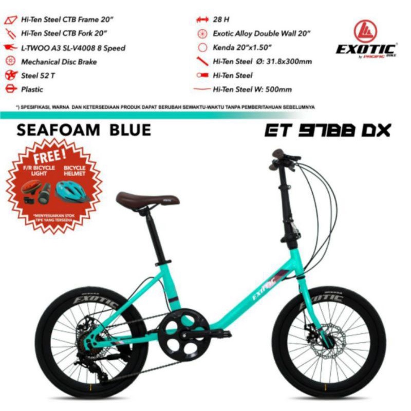 Sepeda Mini Velo 20 inch Exotic 9788 DX 8 Speed Double Disc