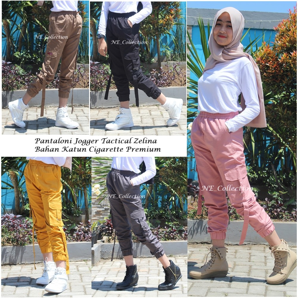 Pantaloni Cargo Wanita Jogger Tactical Slim Fit Celana Panjang Wanita Modis