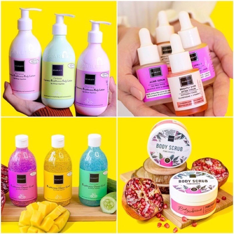 Jual SCARLETT Fragrance Brightening Body Lotion/ Scrub/ Serum/ Face