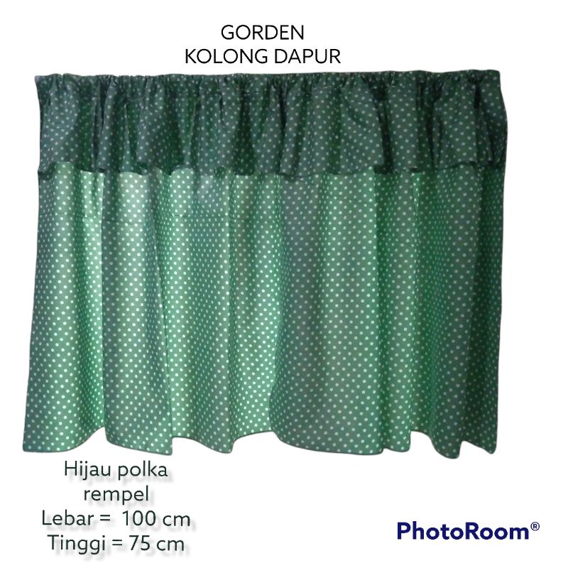 Gorden Kolong Dapur Polka Hijau/Rempel