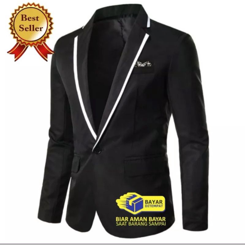 Jas pria putih variasi hitam / Jas formal putih / Jas pria hitam / Jas hitam variasi putih / Jas pri