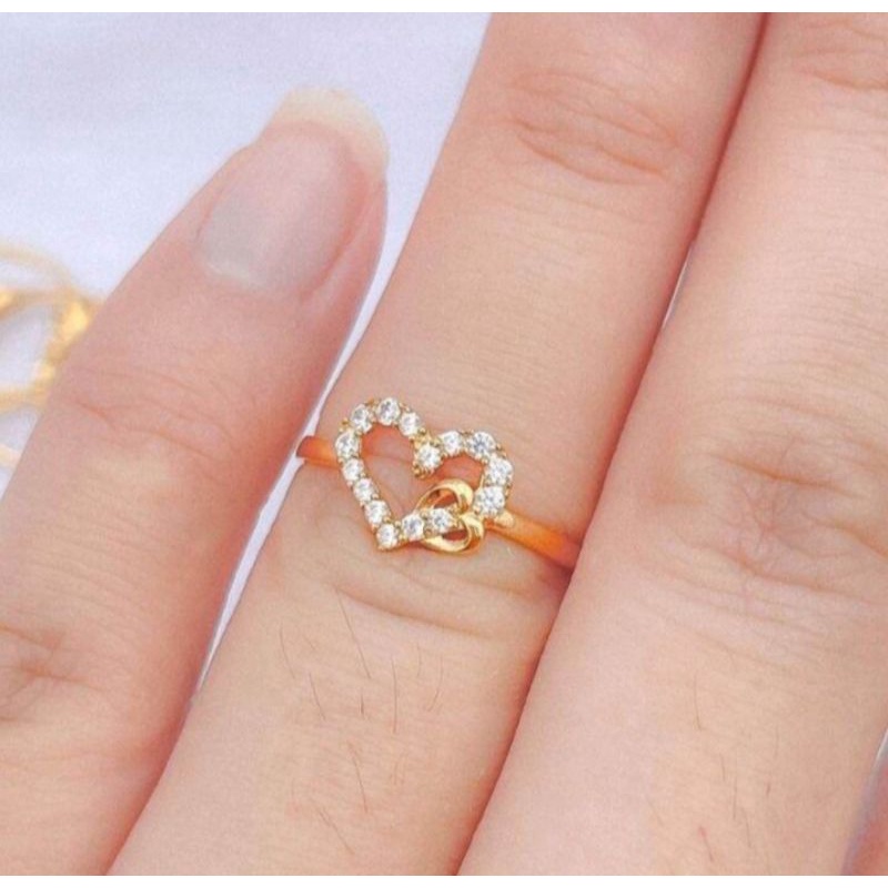 Cincin love kekinian rosegold fashion wanita Titanium anti luntur dan karat