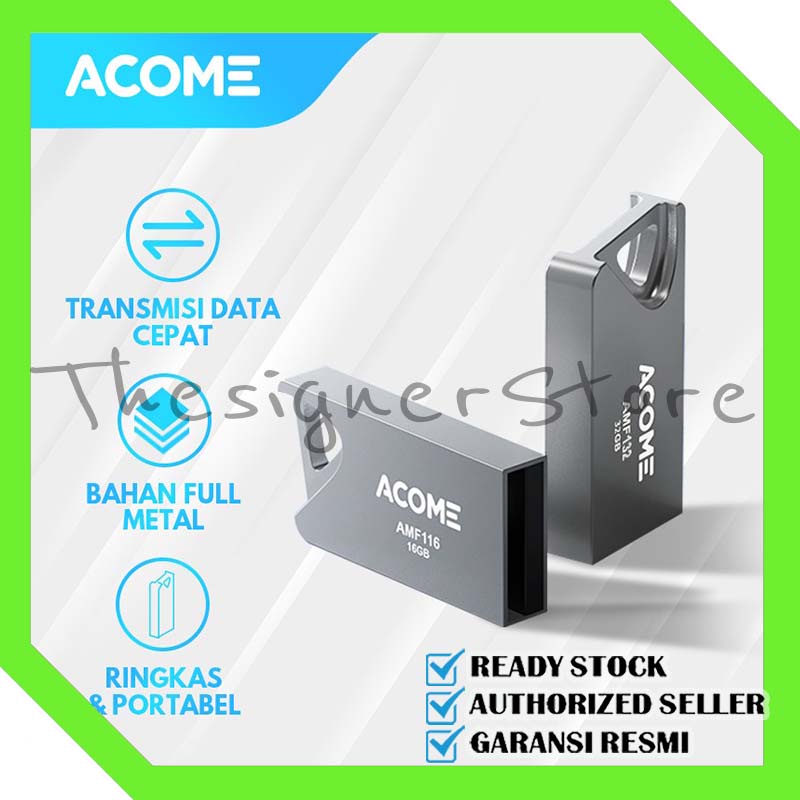 Acome Full Metal High Speed Flashdisk Memory 16GB 32GB Garansi Resmi 1 Tahun seri AMF