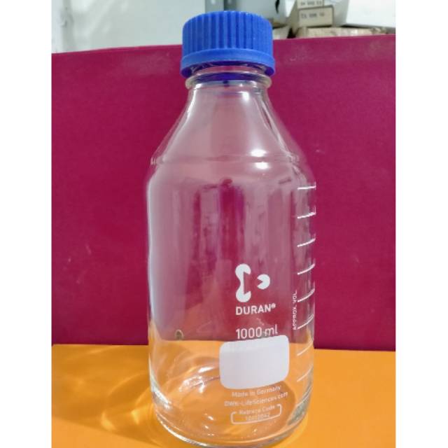 Laboratory Bottle 1000 ml Duran. Botol Lab 1L Duran. Botol Tutup Biru 1000 ml. Duran