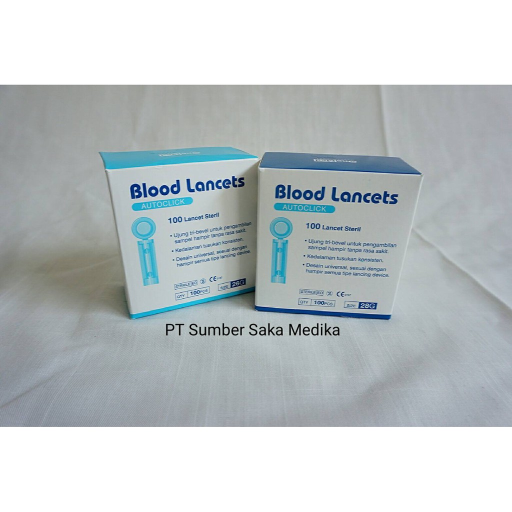 Jual BLOOD LANCET 26G & 28G ONEMED 100PCS / BOX ALAT PENGAMBIL SAMPEL