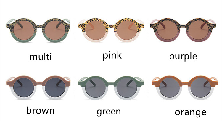 Retro Leopard Kids Sunglasses Colorful Small Round Uv400 Eyewear