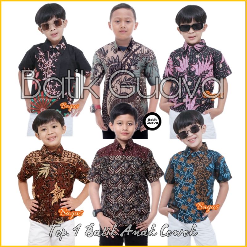 BATIK ANAK LENGAN PENDEK 3 - 10 Tahun M L XL XXL - BATIK KIDS - BATIK PENDEK ANAK