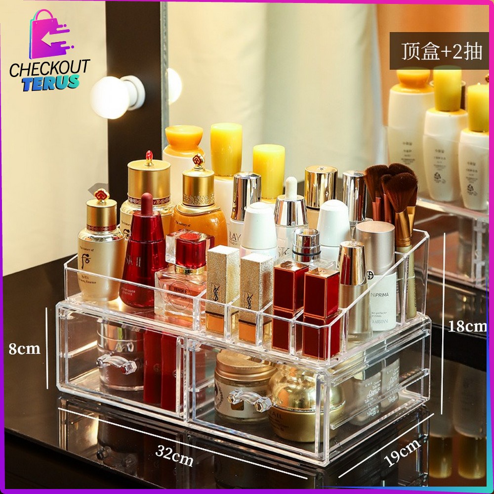 CT K12 Kotak Make Up dengan Laci Acrylic Serbaguna Storage Box Cosmetic Tempat Penyimpanan Makeup Rak Kosmetik Organizer