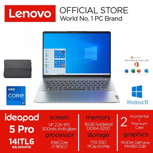 Lenovo IdeaPad Slim 5 5i Pro Core i7-1195G7 16G SSD 1TB MX450 2G W11 OHS 2.2K