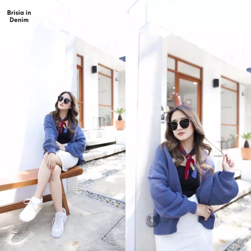 KBS CARDI  CARDIGAN RAJUT WANITA OVERSIZE TEBAL LENGAN BALON FRUFY