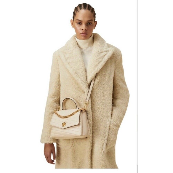 Tas Tory Burch 61674 Kira Chevron Top Handle Satchel Bag - New Cream Diskon