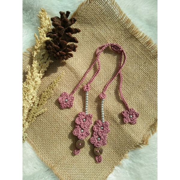 Strap masker + Konektor Rajut bunga