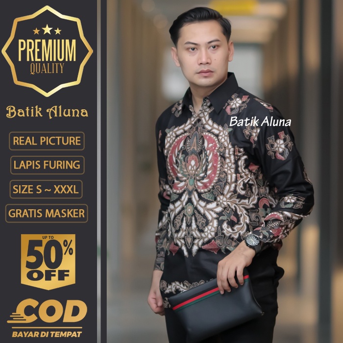 BATIK PRIA LENGAN PANJANG MEWAH PREMIUM ALUNA PRABUSENO SHANGHAI KERIS KEMEJA BATIK ACARA NIKAHAN KE