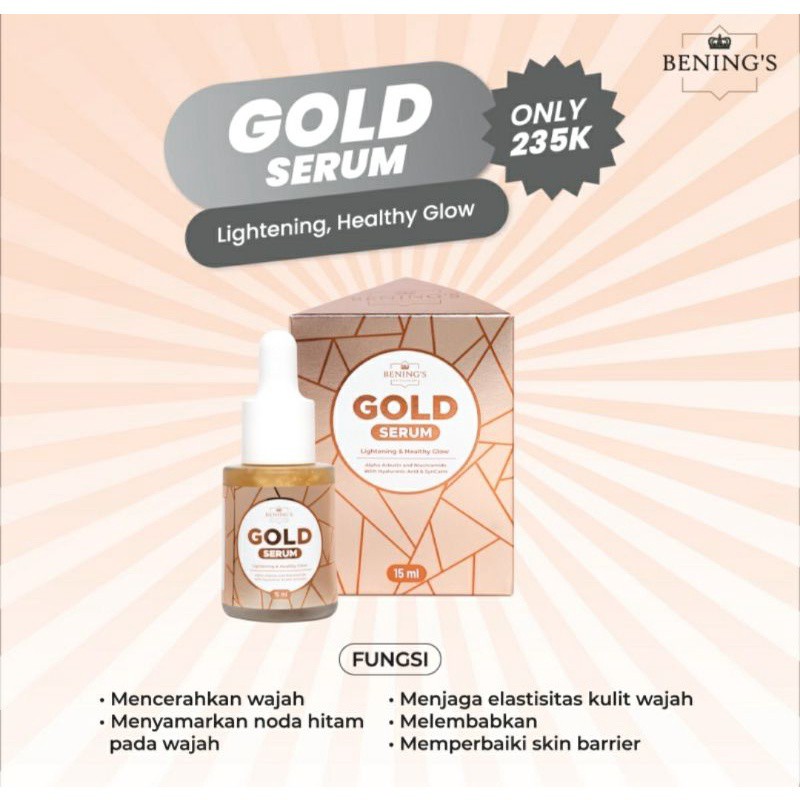 Serum Gold Bening's Pencerah Pelembab Wajah Halal BPOM Perawatan Kecantikan Termurah Premium